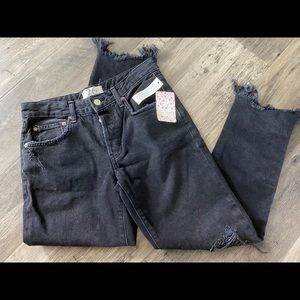 NWT Free People Black Jeans with distressing
